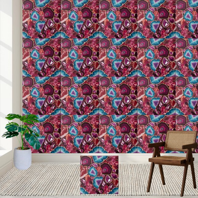 Azulejo Geode vibrante y mosaico Gemstone (Vibrant Geode and Gemstone Tile)