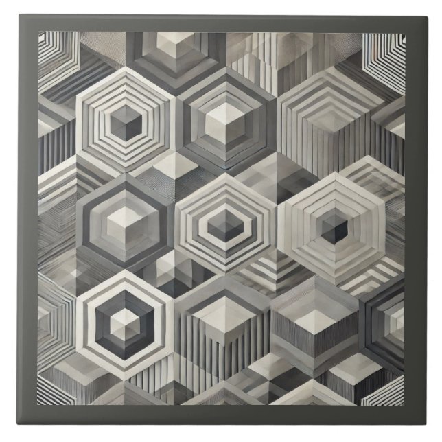 Azulejo Geometría de escala de grises (Frente)