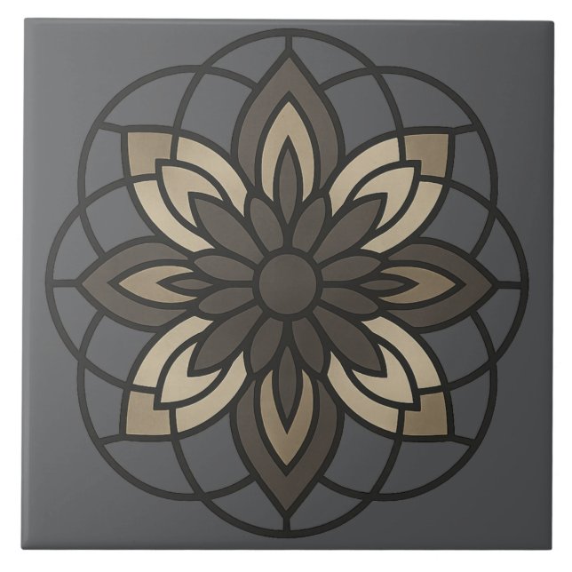 Azulejo Geometría floral vintage-moderna (Frente)