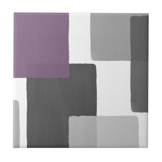 Azulejo Geometría moderna de color gris morado blanco geom (Frente)