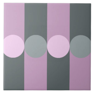 Azulejo Geometría Retro Tiras Círculos Gris Púrpura