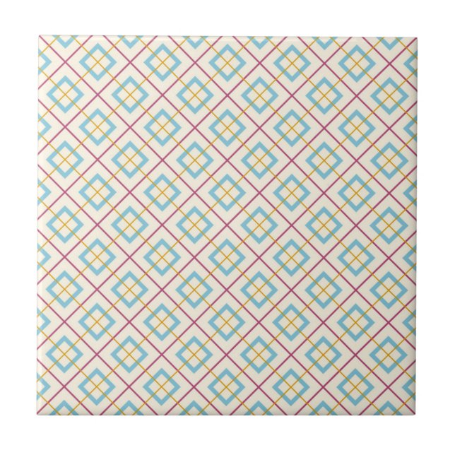 Azulejo Geometric Diamond Pattern Pastel Pink and Blue (Frente)