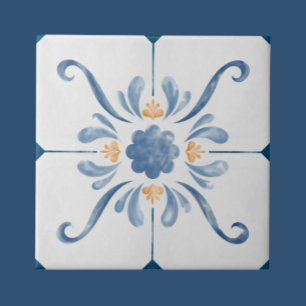 Azulejo Geometric Flower Pattern Tile - Stylish and Elega