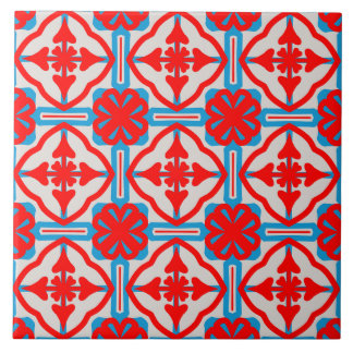 Azulejo Geometric Four Red Leaves Ceramic Tiles