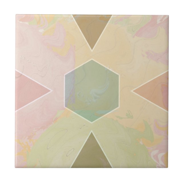 Azulejo Geometric Pastel Marble Beige (Frente)