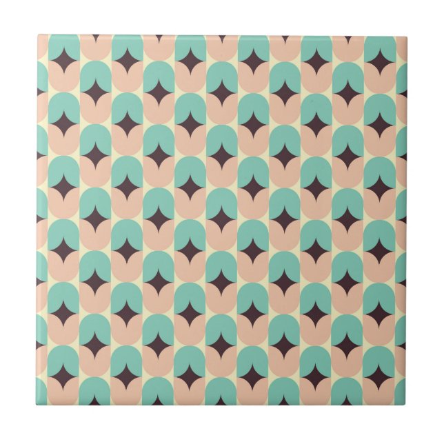 Azulejo Geometric pattern of teal, beige, and black shapes (Frente)