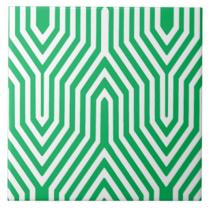 Azulejo Geométrica Art Deco - verde jade y blanco