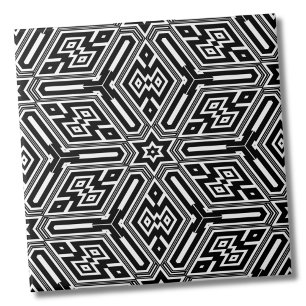 Azulejo Geométrica Black Starburst Moderno Art Deco