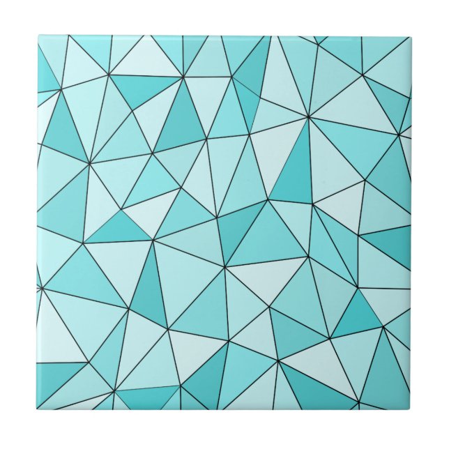 Azulejo Geométrica Cian Triángulos Cerámicos Modernos (Frente)