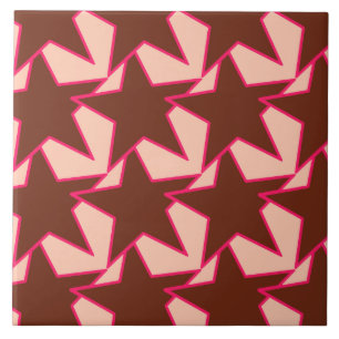 Azulejo Geométrica de estrella moderna - chocolate y meloc