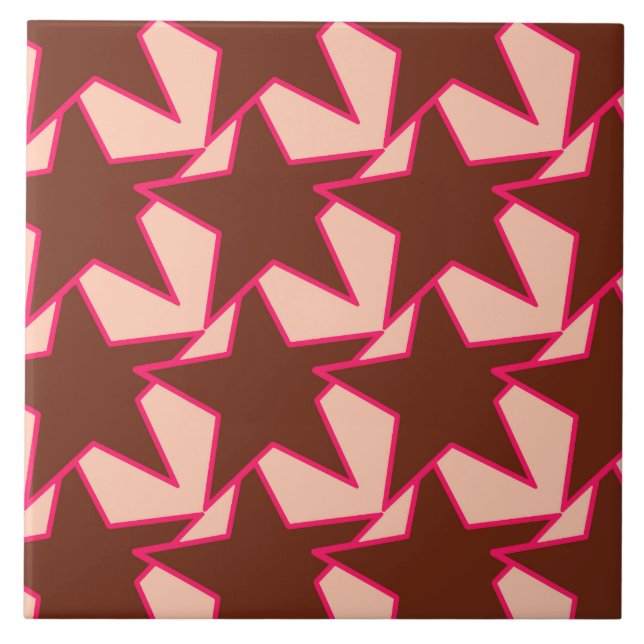 Azulejo Geométrica de estrella moderna - chocolate y meloc (Frente)