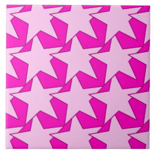 Azulejo Geométrica de estrella moderna - fucsia y rosa hie