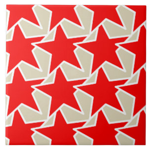 Azulejo Geométrica de estrella moderna - rojo profundo y t