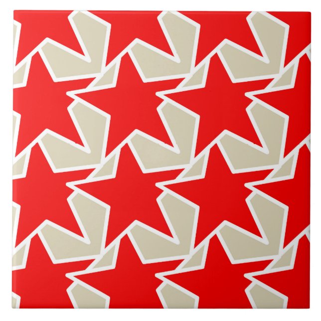 Azulejo Geométrica de estrella moderna - rojo profundo y t (Frente)