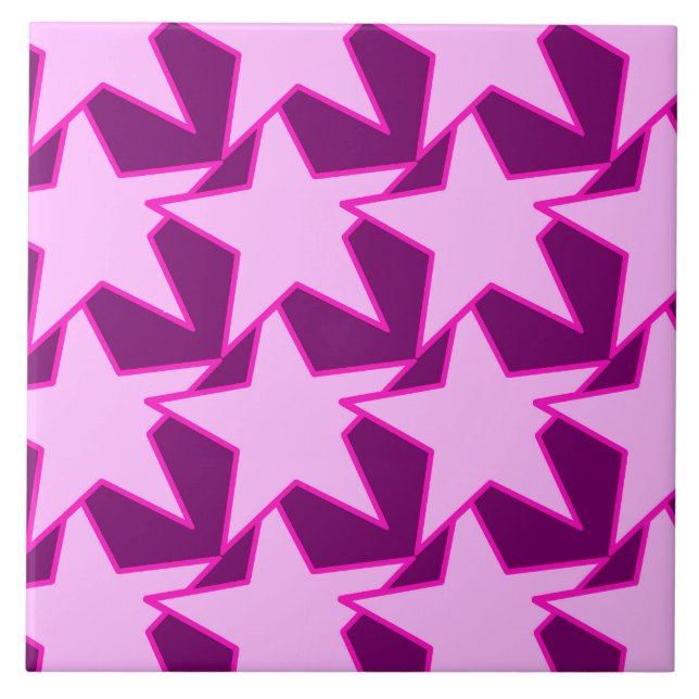 Azulejo Geométrica de estrella moderna - rosa y púrpura am (Frente)