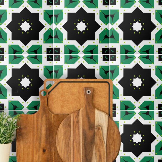 Azulejo Geométrica del mosaico marroquí blanco verde (Subido por el creador)