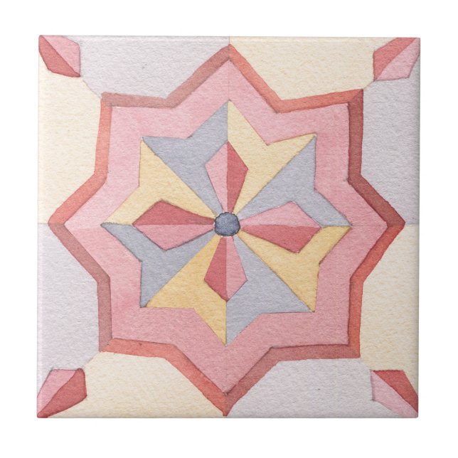 Azulejo Geométrica floral Cocina retro-acuática artística (Frente)