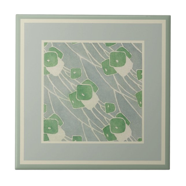 Azulejo Geométrica verde 1915 Hannah Borger Overbeck (Frente)