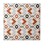 Azulejo Geométricas de gris y beige de naranja quemado por<br><div class="desc">Patrón geométrico gris y beige naranja quemado</div>