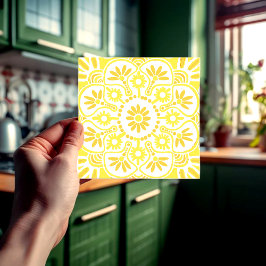 Azulejo Geométrico amarillo y blanco