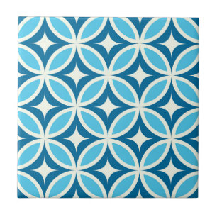 Azulejo Geométrico azul marino de mediados de siglo modern