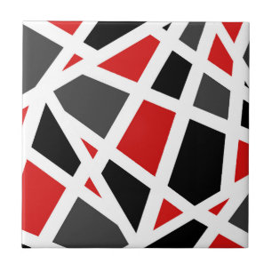 Azulejo Geométrico blanco negro gris rojo
