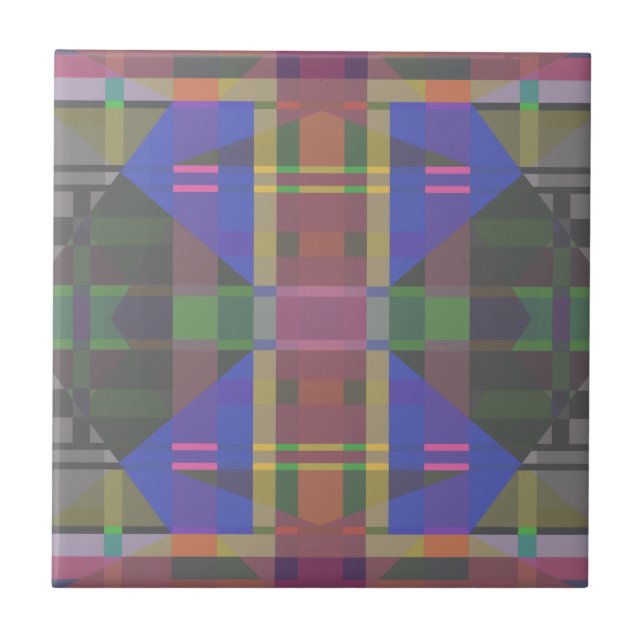 Azulejo Geométrico coloreado del arcoiris pastel (Frente)