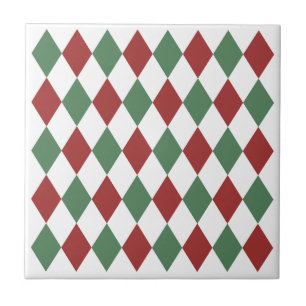 Azulejo Geométrico contemporáneo rojo y verde Burdeos