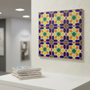 Azulejo geométrico de cerámica marroquí vibrante a