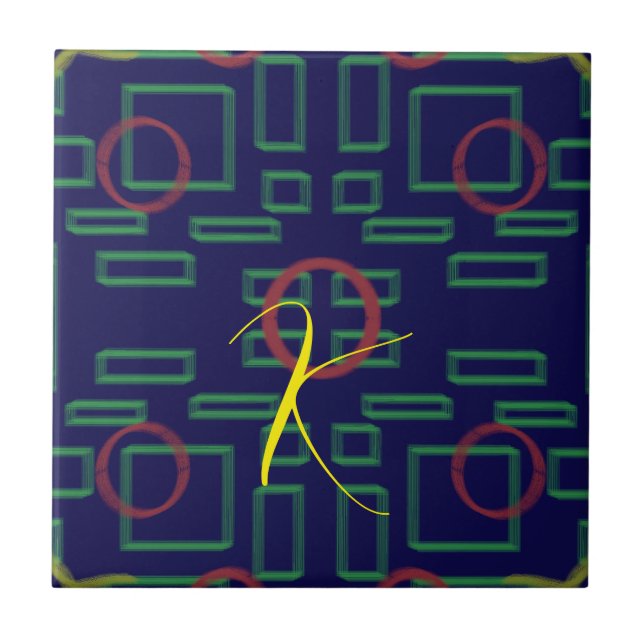 Azulejo Geométrico de cuadrados azules (Frente)