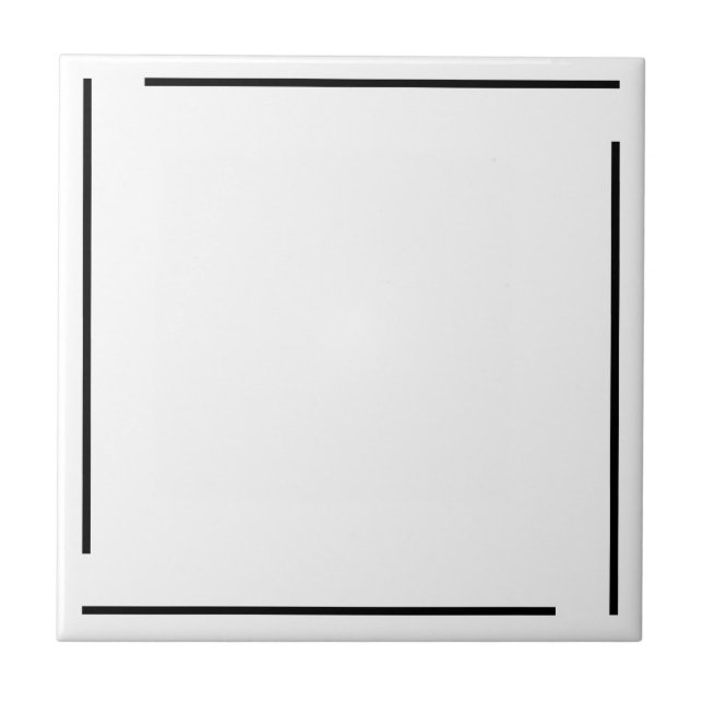 Azulejo Geométrico De Moda Minimalista Negro Y Blanco (Frente)