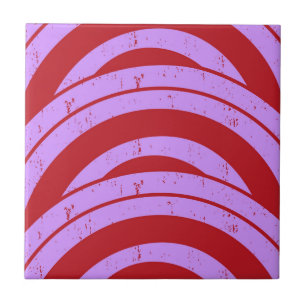 Azulejo Geométrico de onda japonesa de media curva púrpura