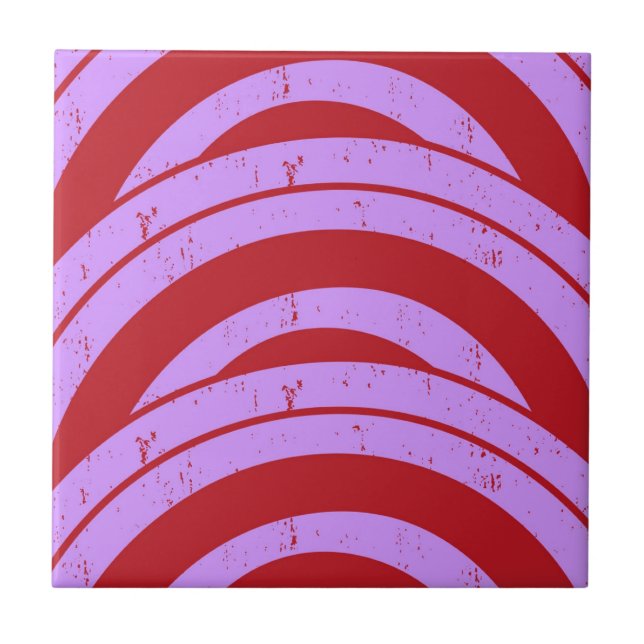 Azulejo Geométrico de onda japonesa de media curva púrpura (Frente)