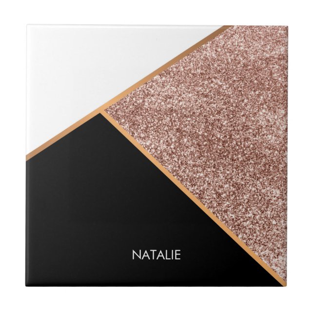 Azulejo Geométrico del Purpurina Rosa (Frente)