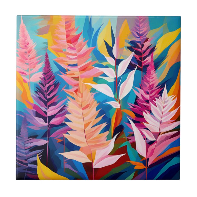 Azulejo Geométrico Floral Astilbe Vibrante (Frente)