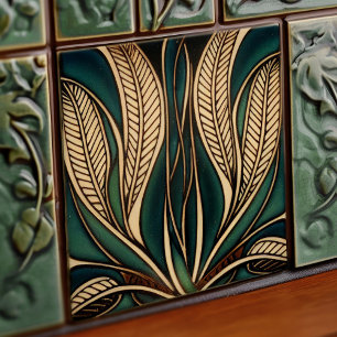 Azulejo Geométrico floral clásico inspirado en el Art Nouv