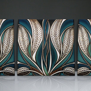 Azulejo Geométrico floral clásico inspirado en el Art Nouv