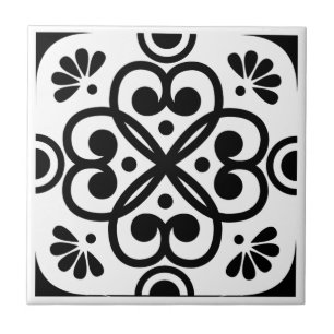 Azulejo Geométrico Marroquí Negro y Blanco