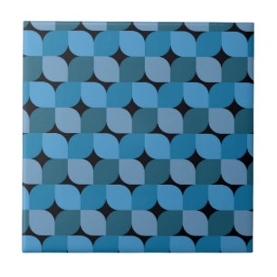 Azulejo Geométrico modernista de mediados de siglo en azul