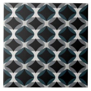 Azulejo Geométrico Moderno – Patrón Negro y Gris
