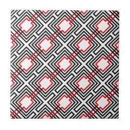 Azulejo Geométrico negro rojo y blanco