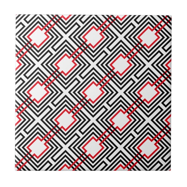 Azulejo Geométrico negro rojo y blanco (Frente)