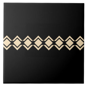 Azulejo Geométrico negro y marrón nativo americano del sur