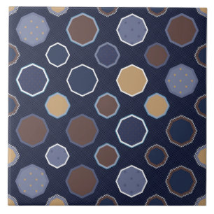 Azulejo Geométrico, octógono, líneas diagonales, puntos de