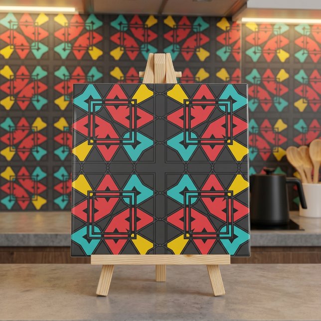 Azulejo Geométrico Retro Moderno de Mediano Siglo Turquesa (Subido por el creador)