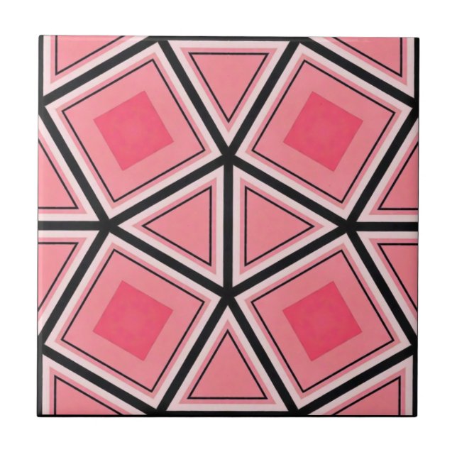 Azulejo Geométrico rosa y negro (Frente)