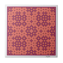 azulejo geométrico salmón y fucsia Hitomezashi