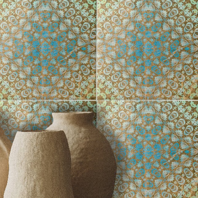 Azulejo Geométrico turquesa marrón persa con problemas (Subido por el creador)