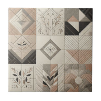 Azulejo Geométrico Vintage Chic Avena Negro Suave