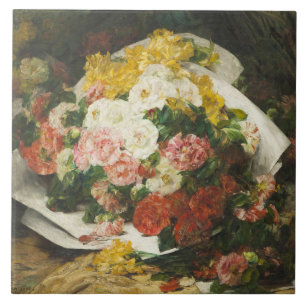 Azulejo Georges Jeannin Vintage Peony Bouquet